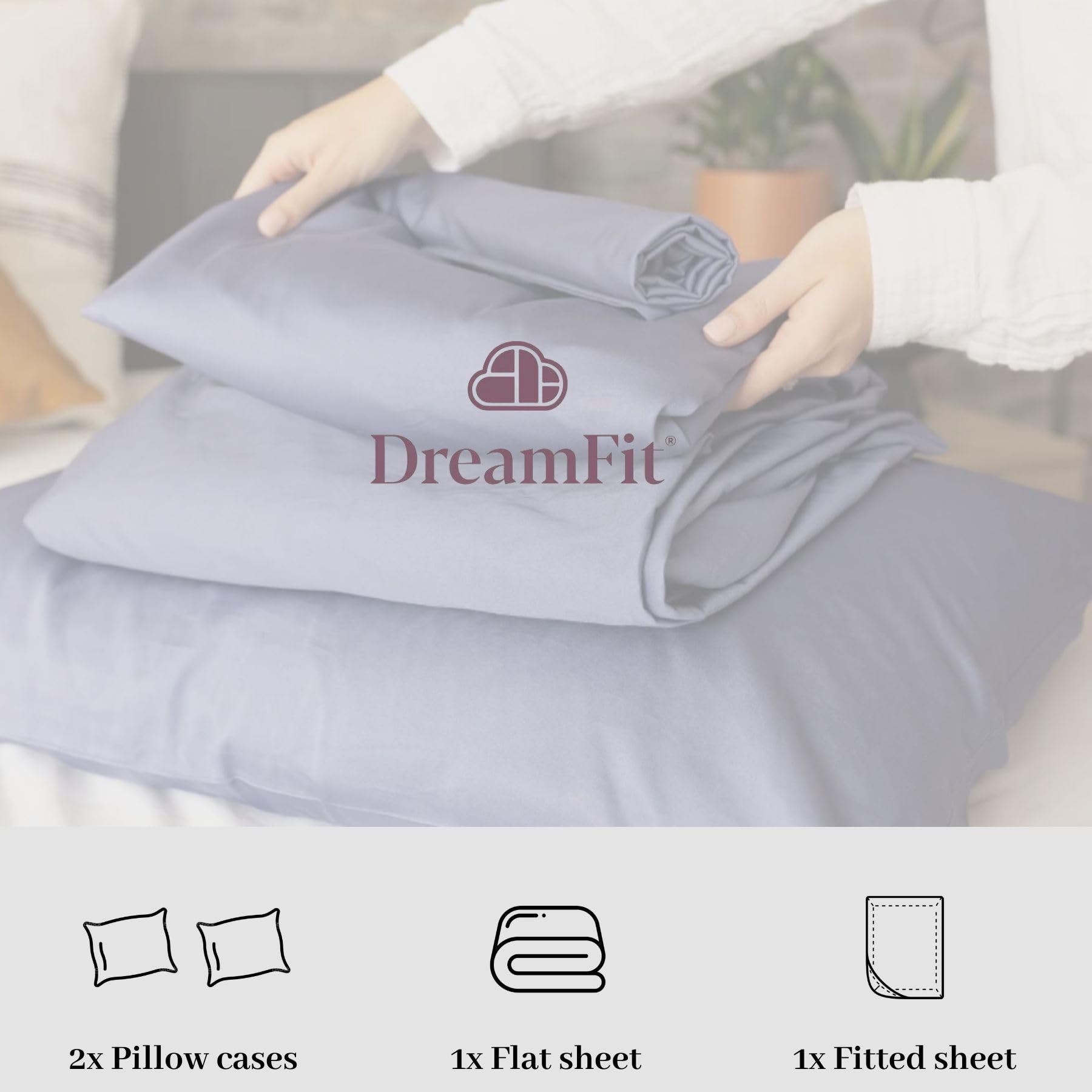 Amazon｜DreamFit Choice 天然コットンシーツセット - 2度 クイーン